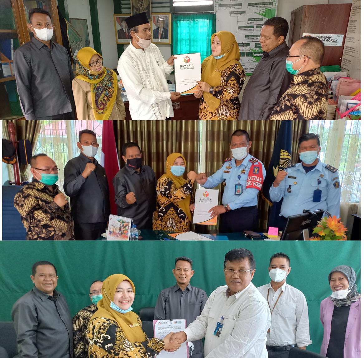 Bawaslu Kota Solok Tandatangani MoU dengan Kepala SMA Muhammadiyah, Kepala Lapas Kelas II B Solok dan Pemimpin Kantor Cabang Solok PT. BNI (Persero) Tbk