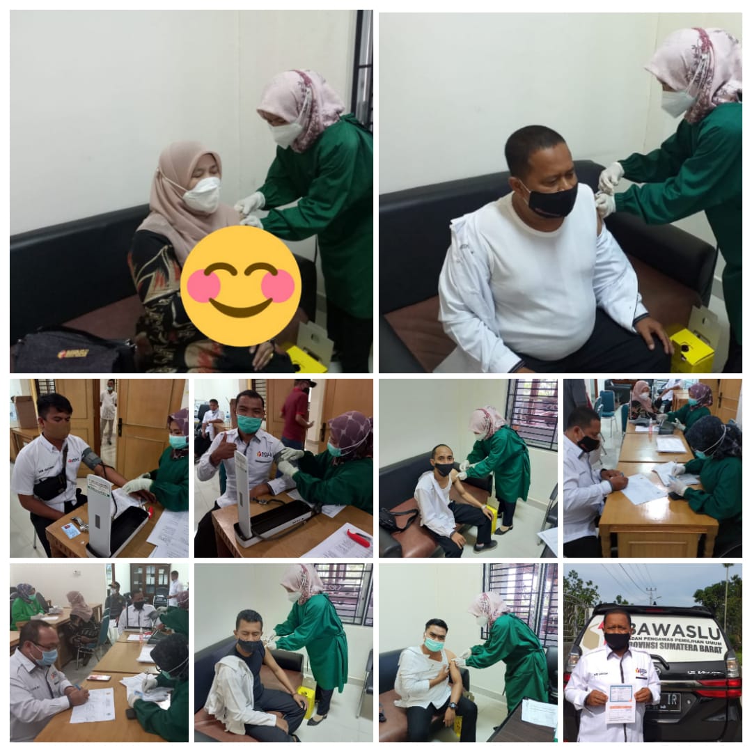 Dukung Pencegahan Penyebaran Covid-19, Bawaslu Kota Solok Ikuti Vaksinasi 