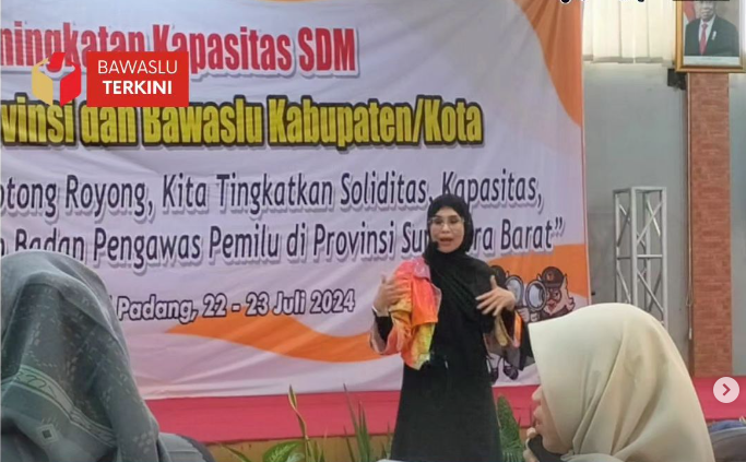 Dalam rangka meningkatkan kualitas Sumber Daya Manusia (SDM), Badan Pengawas Pemilihan Umum (Bawaslu) Provinsi Sumatera Barat menyelenggarakan kegiatan bimtek peningkatan kapasitas SDM tingkat provinsi yang digelar di Imelda Hotel Padang, 22-23 Juli 2024.