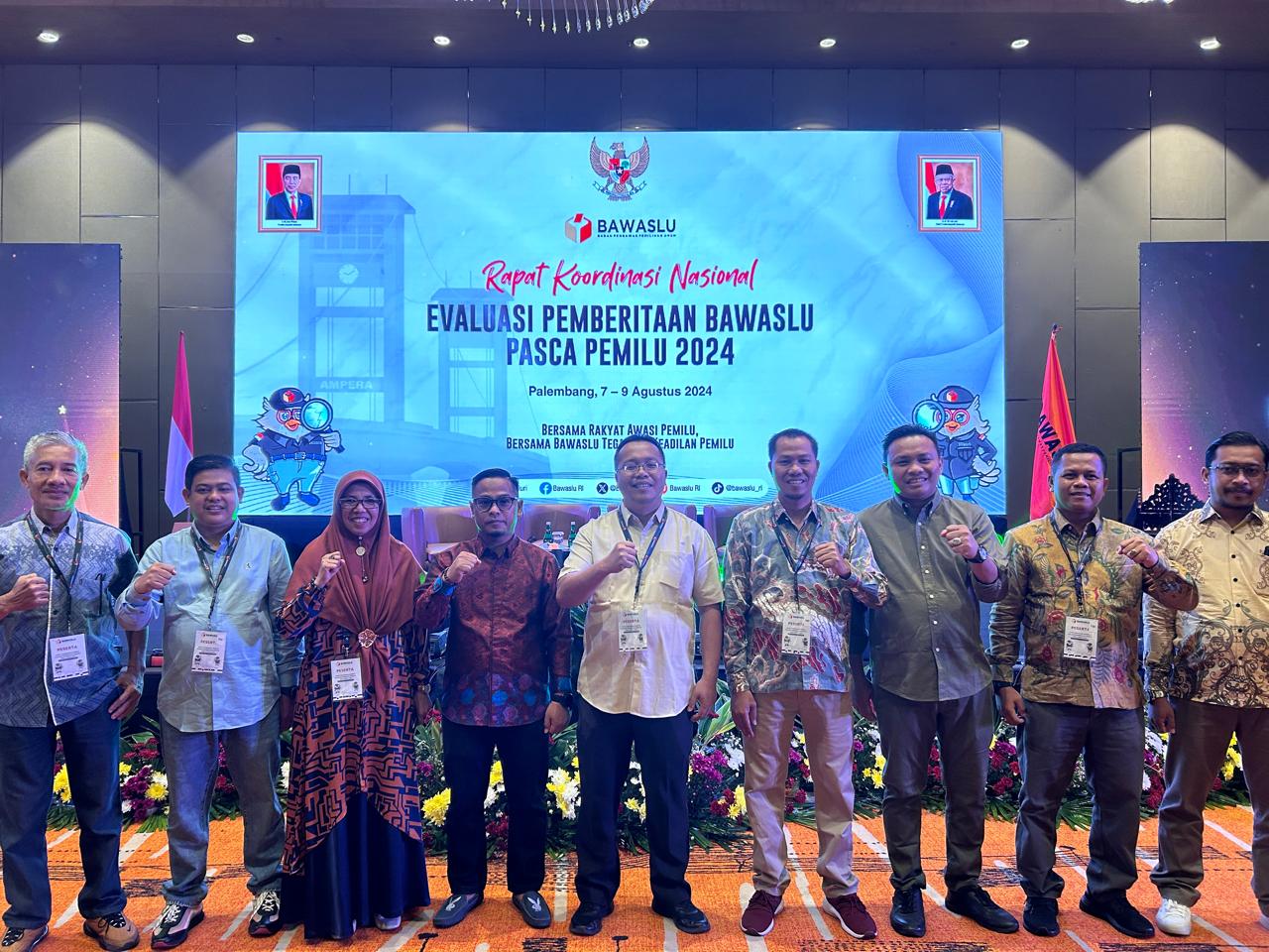 Dua Komisioner Bawaslu Kota Solok menghadiri Rakornas Evaluasi Pemberitaan Bawaslu pasca Pemilu 2024 di Palembang, Sumatera Selatan, Rabu-Jumat (7-9/08/24) di Palembag. 