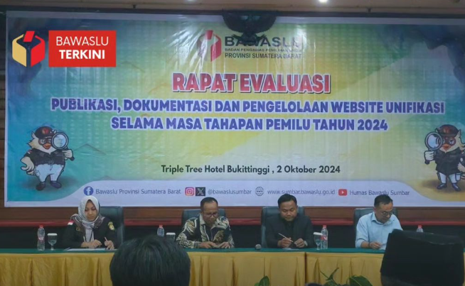 Bawaslu Kota Solok mengikuti rapat evaluasi yang diselenggarakan oleh Bawaslu Provinsi Sumatera Barat di Triple Tree Hotel Bukittinggi, (2/10).