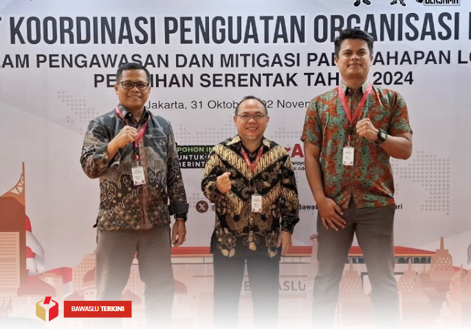 Badan Pengawas Pemilihan Umum (Bawaslu) Kota Solok mengikuti rapat koordinasi penguatan organisasi, Jakarta (31 Oktober s/d 2 November 2024).
