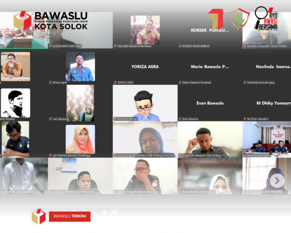 Bawaslu Kota Solok mengikuti Rapat Evaluasi Kinerja dan Pelaporan Program Kerja Bawaslu Kabupaten/Kota yang diselenggarakan oleh Bawaslu Provinsi Sumatera Barat pada Senin, 16 Juni 2025.