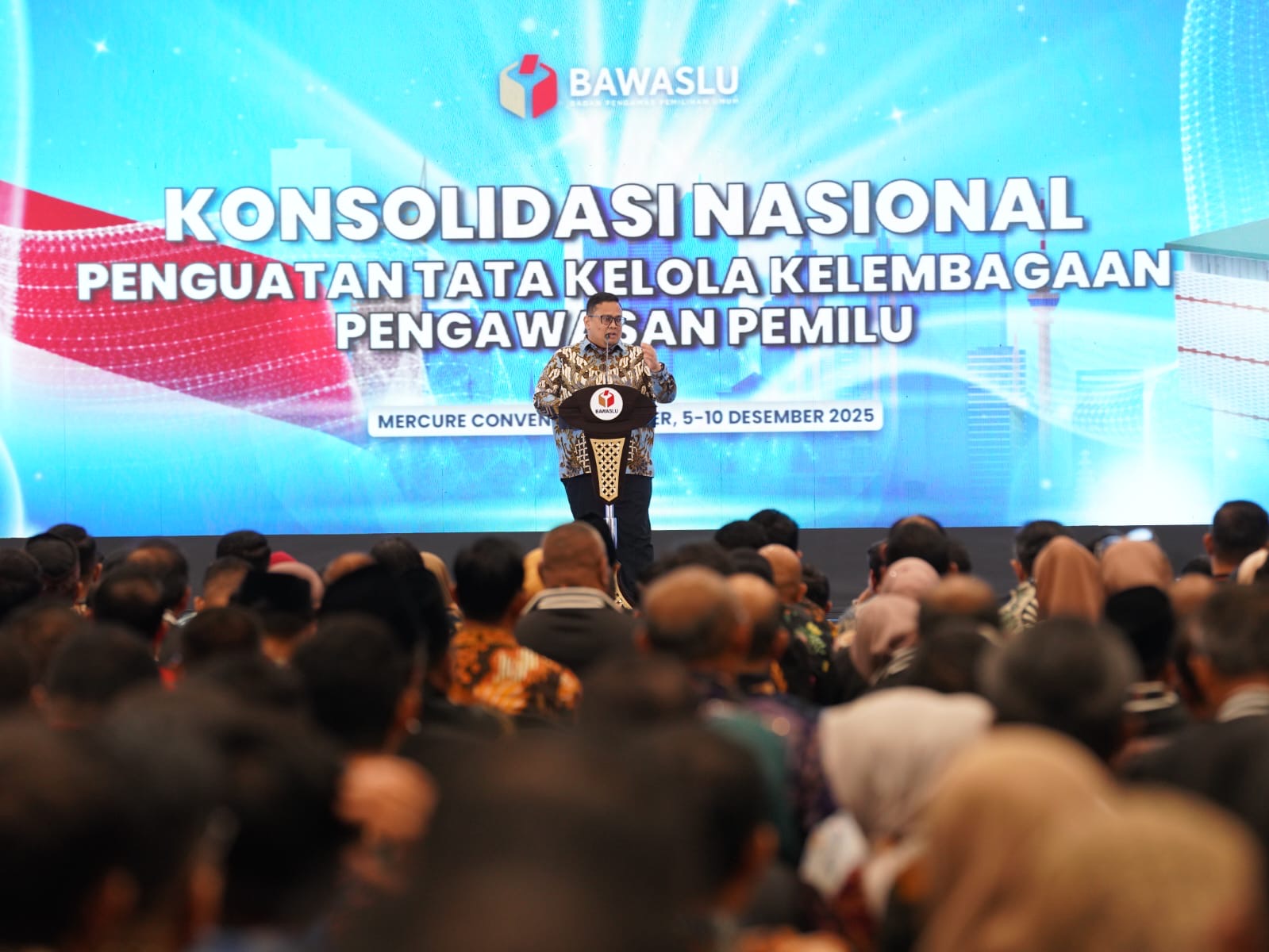 Bawaslu Kota Solok mengikuti Konsolidasi Nasional Penguatan Tata Kelola Kelembagaan Pengawasan Pemilu yang digelar Bawaslu RI pada 7–10 Desember 2025 di Jakarta