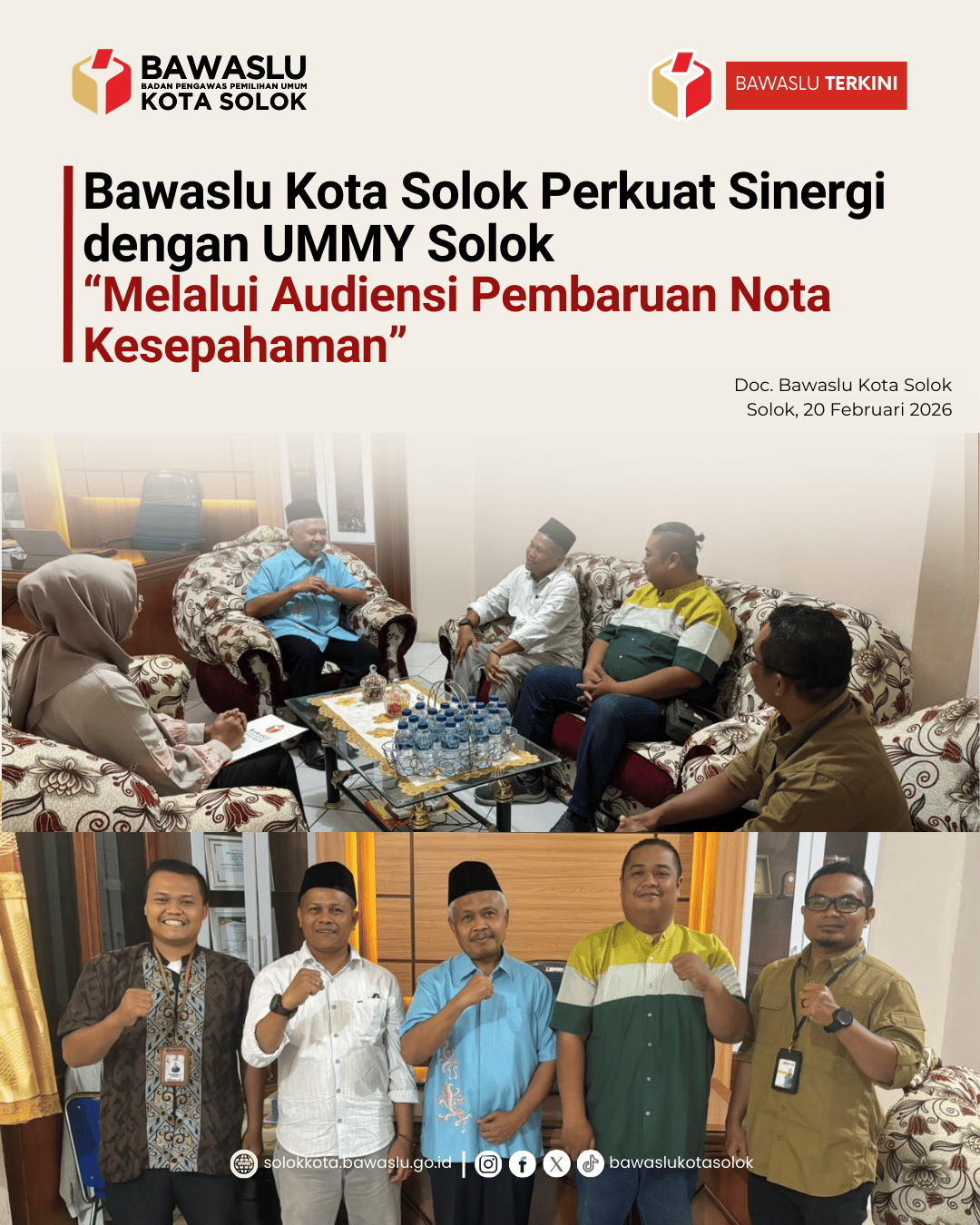 Bawaslu Kota Solok Laksanakan Audiensi bersama UMMY Solok, 20 Februari 2026