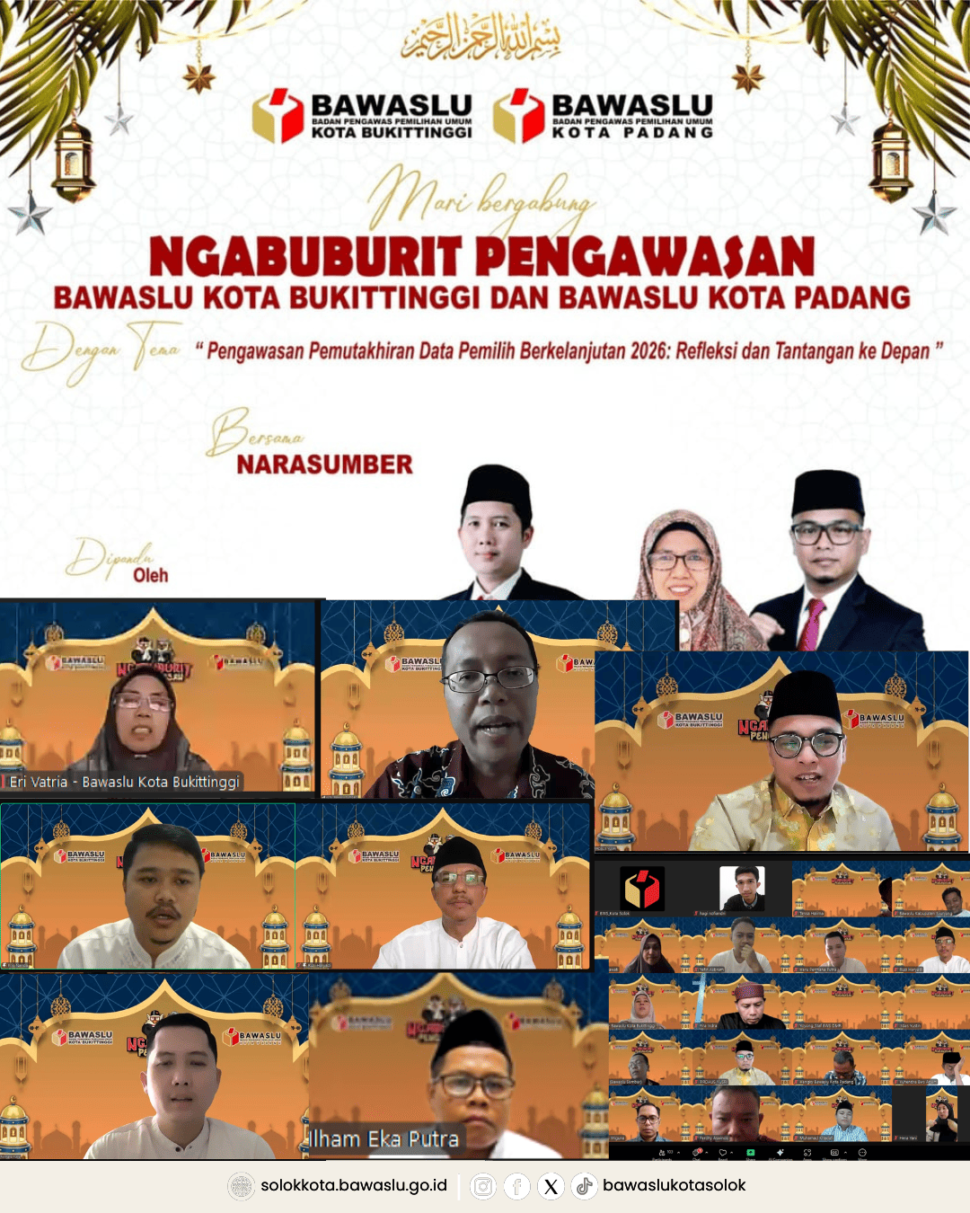 Bawaslu Kota Solok mengikuti kegiatan Ngabuburit Pengawasan  dengan tema “Pengawasan Pemutakhiran Data Pemilih Berkelanjutan 2026: Refleksi dan Tantangan ke Depan.”