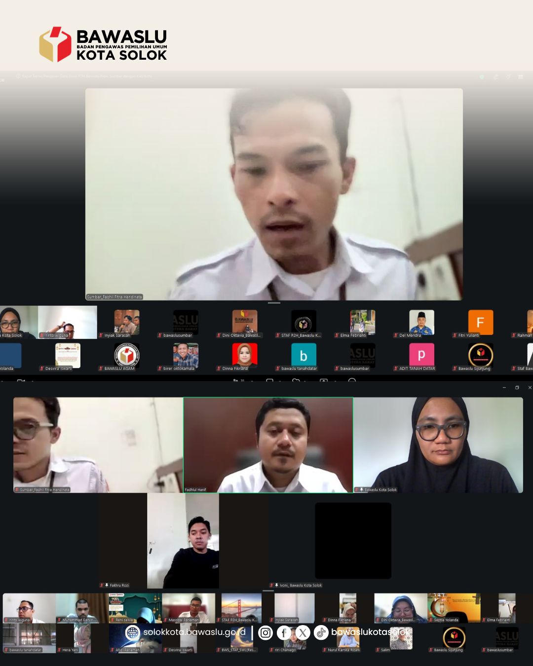Bawaslu Kota Solok mengikuti Rapat Teknis Pengisian Data Divisi Pencegahan, Partisipasi Masyarakat, dan Hubungan Masyarakat (P2H) Triwulan I Tahun 2026. (8/4/2026)