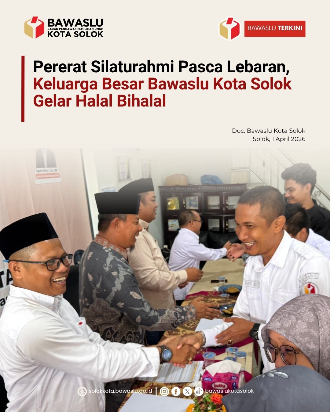 Bawaslu Kota Solok laksanakan kegiatan Halal Bihalal pada Rabu, 1 April 2026