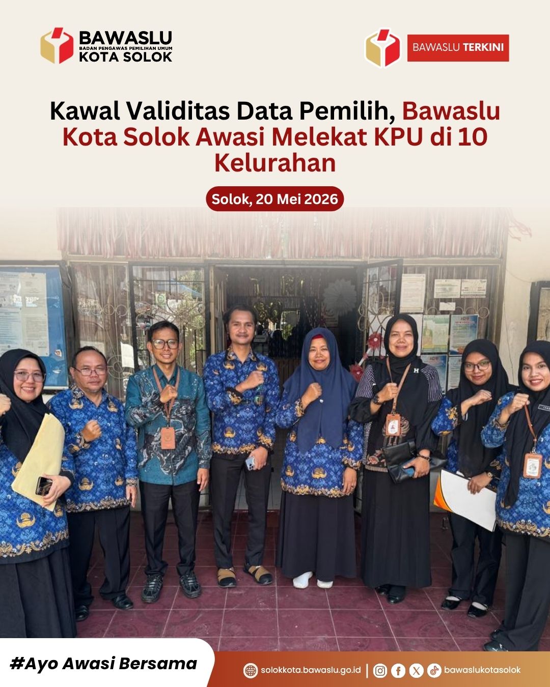 Pengawasan terhadap proses pemutakhiran data pemilih di Kota Solok. (20/5/2026)