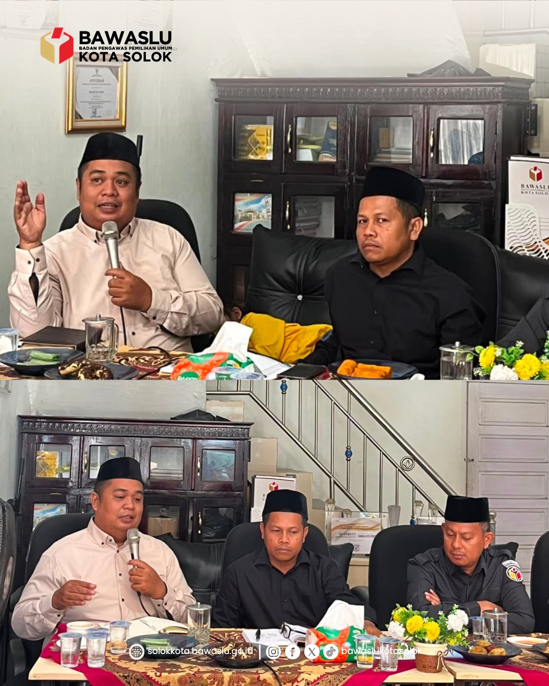 Pimpinan Bawaslu Kota Solok, saat memberikan Pembekalan Teknik Penulisan Berita mendalam kepada Staf Sekretariat (25/5/2026)