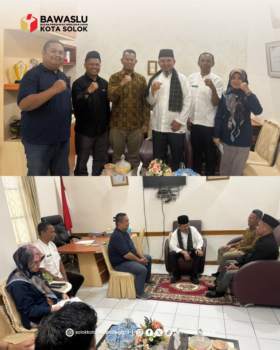 Ketua dan Anggota Bawaslu Kota Solok Bersama Kepala Disdukcapil Kota Solok dalam kunjungan koordinasi (PDPB) di wilayah Kota Solok. (18/6/2026)