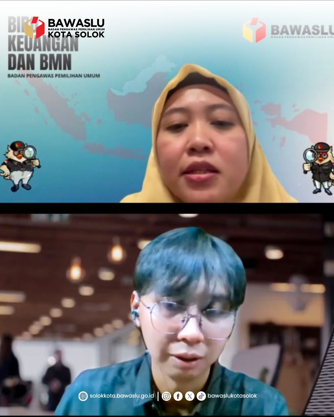 Bawaslu Kota Solok mengikuti Sosialisasi Peraturan Menteri Keuangan (PMK) Nomor 41 Tahun 2026 secara daring melalui Zoom Meeting, Jumat (24/7/2026).