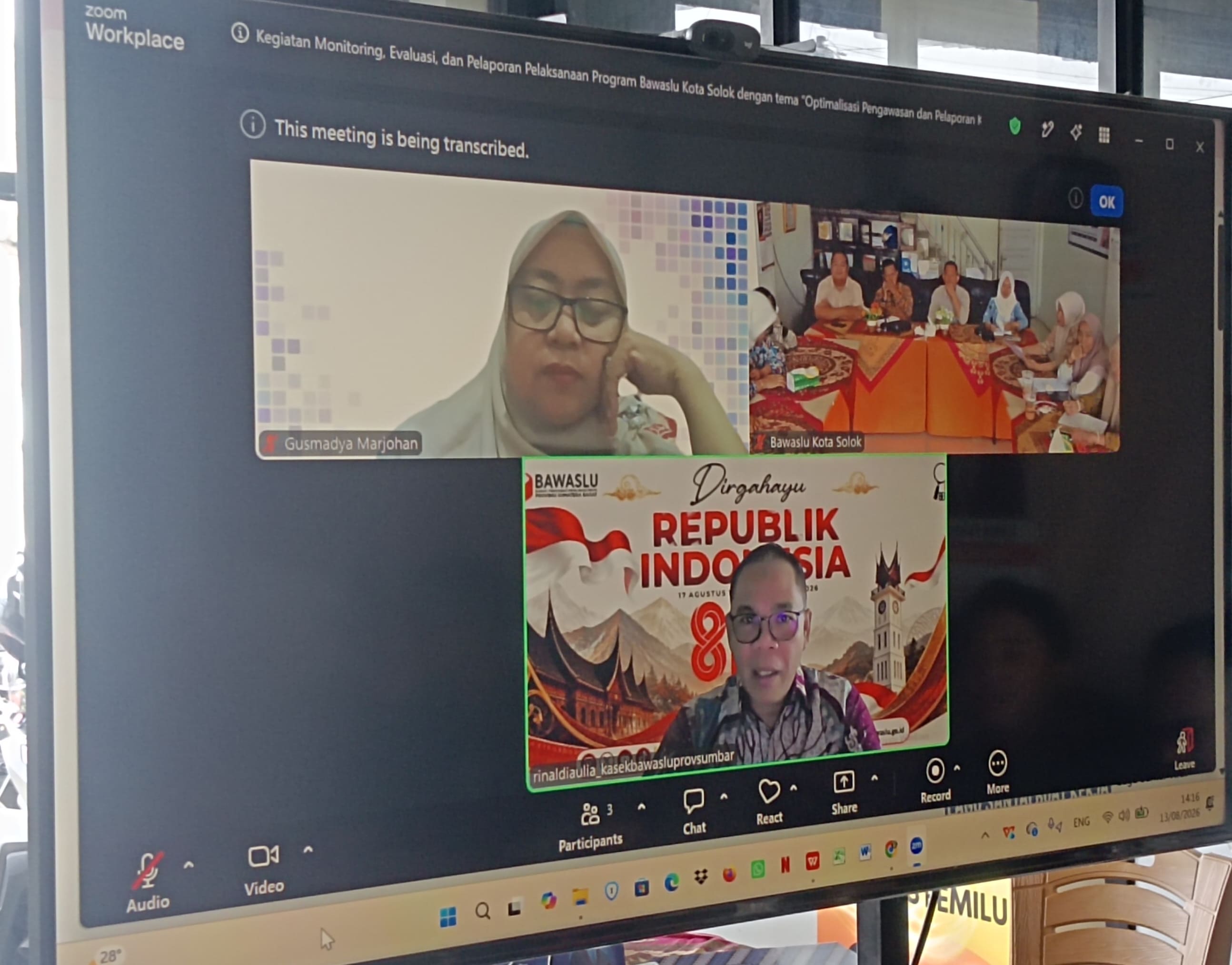 Bawaslu Kota Solok laksanakan Rapat Dalam Kantor (RDK) dalam “Penyusunan Rencana Kerja dan Anggaran Bawaslu Kota Solok”, Kamis (13/8/2026). 