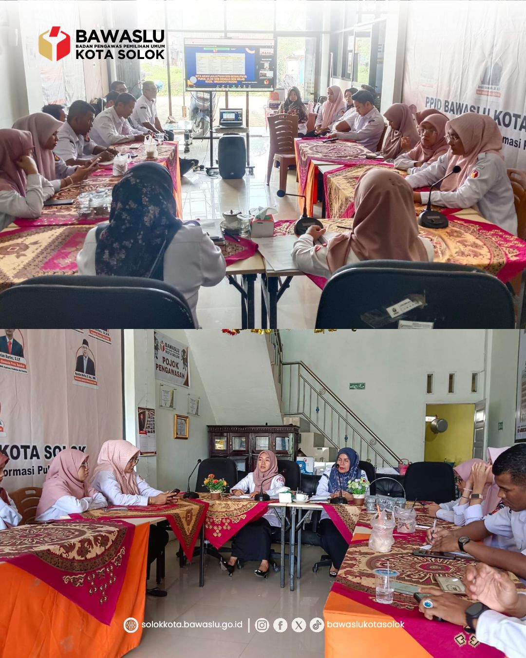 Koordinator Sekretariat Bawaslu Kota Solok, Nurmishbah, S.Pd., M.Si., memimpin rapat evaluasi pelaksanaan program dan kegiatan Bawaslu Kota Solok Tahun 2026 di Kantor Bawaslu Kota Solok