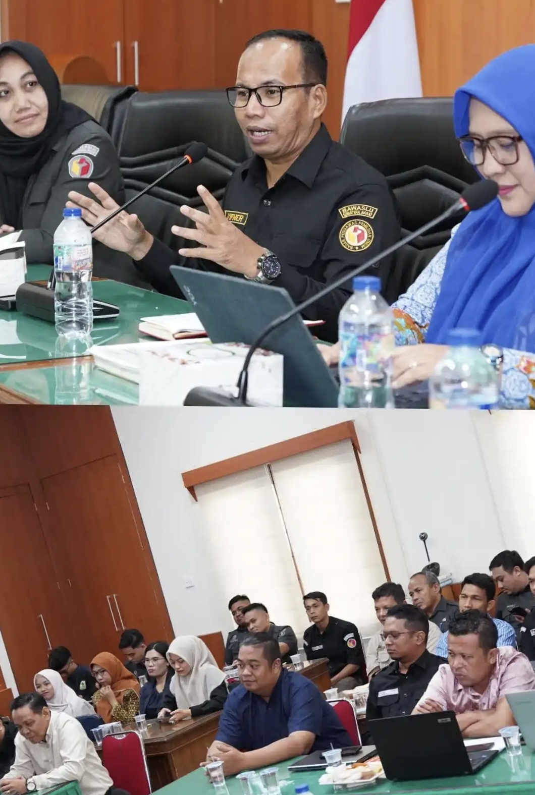 Koordinator Divisi Penanganan Pelanggaran, Data dan Informasi Bawaslu Provinsi Sumatera Barat (Vifner) memberikan arahan dalam RDK Keterbukaan Informasi Publik, Selasa 11 Agustus 2026.