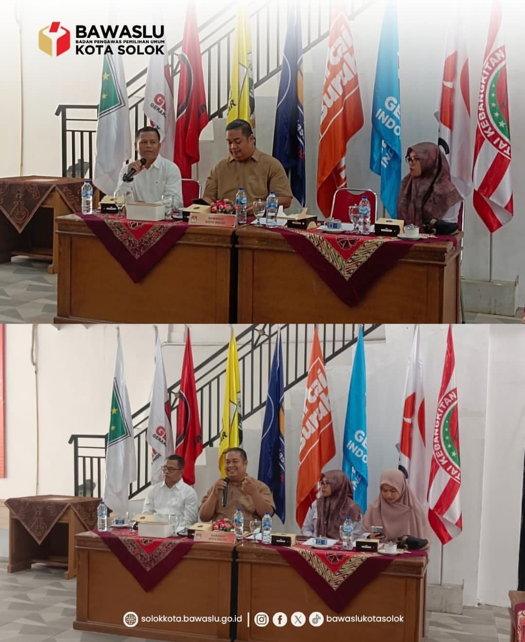 Anggota Bawaslu Kota Solok menyampaikan masukan pada kegiatan Forum Konsultasi Publik (FKP) Review Standar Pelayanan Publik (PPID) KPU Kota Solok, Rabu (7/10/26) 