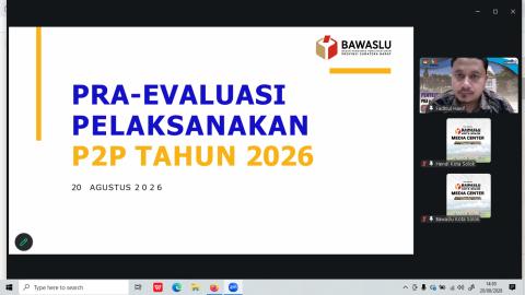 Bawaslu Kota Solok mengikuti Rapat Pra-Evaluasi Pelaksanaan Pendidikan Pengawas Partisipatif (P2P) di Sumatera Barat Tahun 2026