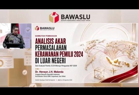 Bawaslu Kota Solok mengikuti Pembukaan Analisis Akar Masalah Kerawanan Pemilu 2024 di Luar Negeri yang diselenggarakan oleh Bawaslu Republik Indonesia secara daring. (26/8/2026)