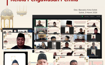 Bawaslu Kota Solok menghadiri kegiatan Ngabuburit Pengawasan secara daring yang digagas oleh Bawaslu Kota Sawahlunto bersama Bawaslu Kabupaten Pasaman Barat, Selasa (3/3/2026)