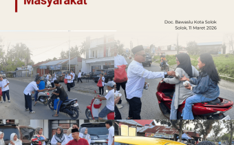 Bawaslu Kota Solok menggelar kegiatan pembagian takjil kepada masyarakat dan para pengendara yang melintas di depan Kantor Bawaslu Kota Solok, Rabu (11/3/2025).