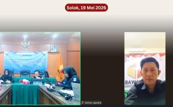 Bawaslu Kota Solok mengikuti kegiatan Rapat Dalam Kantor (RDK) terkait Diseminasi Pedoman Kerja Sama pada Selasa, 19 Mei 2026