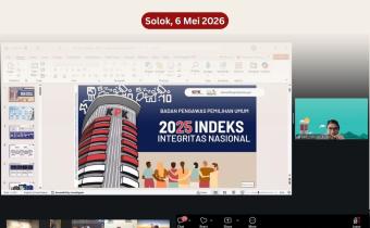 Bawaslu Kota Solok menghadiri kegiatan Diseminasi Hasil Survei Penilaian Integritas (SPI) Bawaslu Tahun 2025